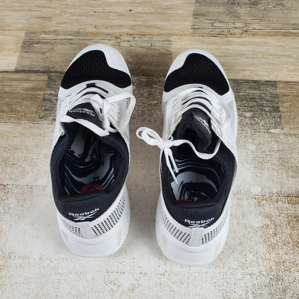 Reebok Flashfilm Mens Shoes Sz 6 Cross Training White Black Leather Sneakers